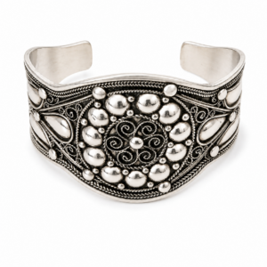 Amazigh Silver Bracelet – Kahina Queen Emblem Cuff Design