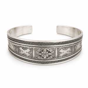 Amazigh Silver Cross Bracelet – Atlas Motif Bracelet