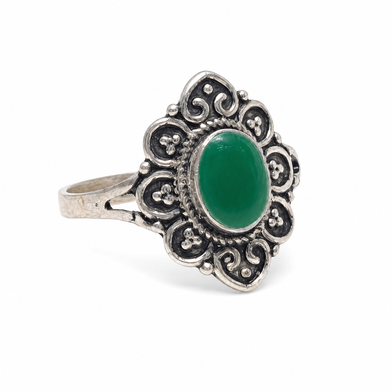Amazigh Silver Ring Engagement Tourmaline Onyx For Women: Ethnic Tibetan Sterling Boho Tribal Jewelry