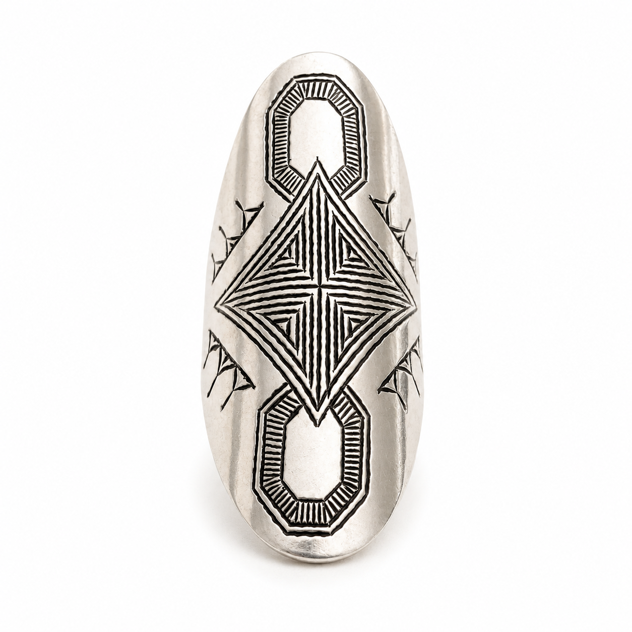 Amazigh Silver Ring – Tighri Geometric Shield Design