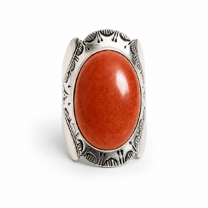 Amazigh Silver Ring – Tirgit Red Onyx Tribal Shield Design
