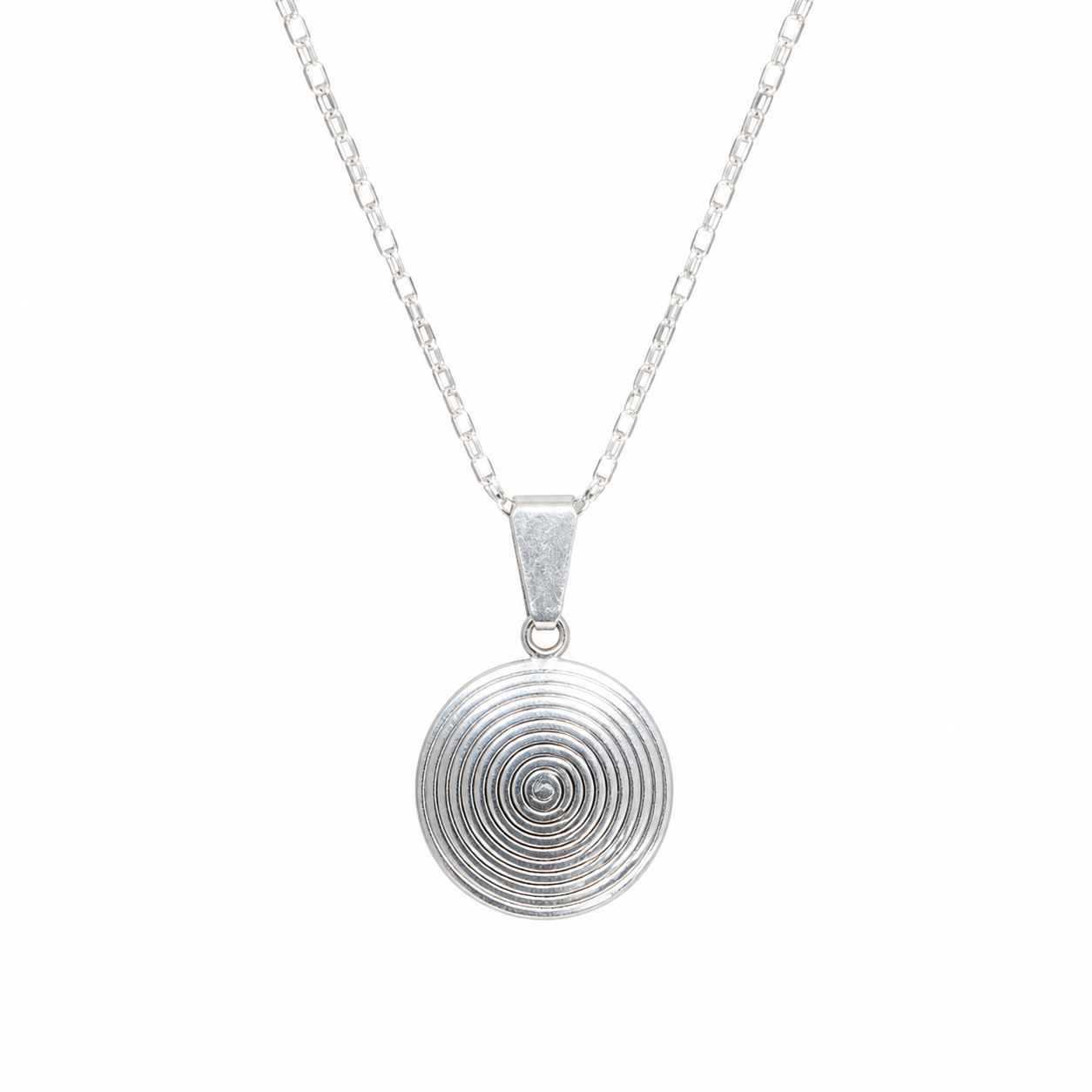 Amazigh Sterling Silver Necklace: Handmade Engraved Spiral Pendant