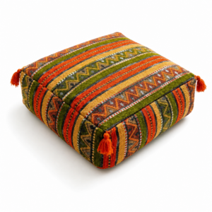 Amazigh Wool Geometric Pouf – Amazigh Floor Cushion Ottoman