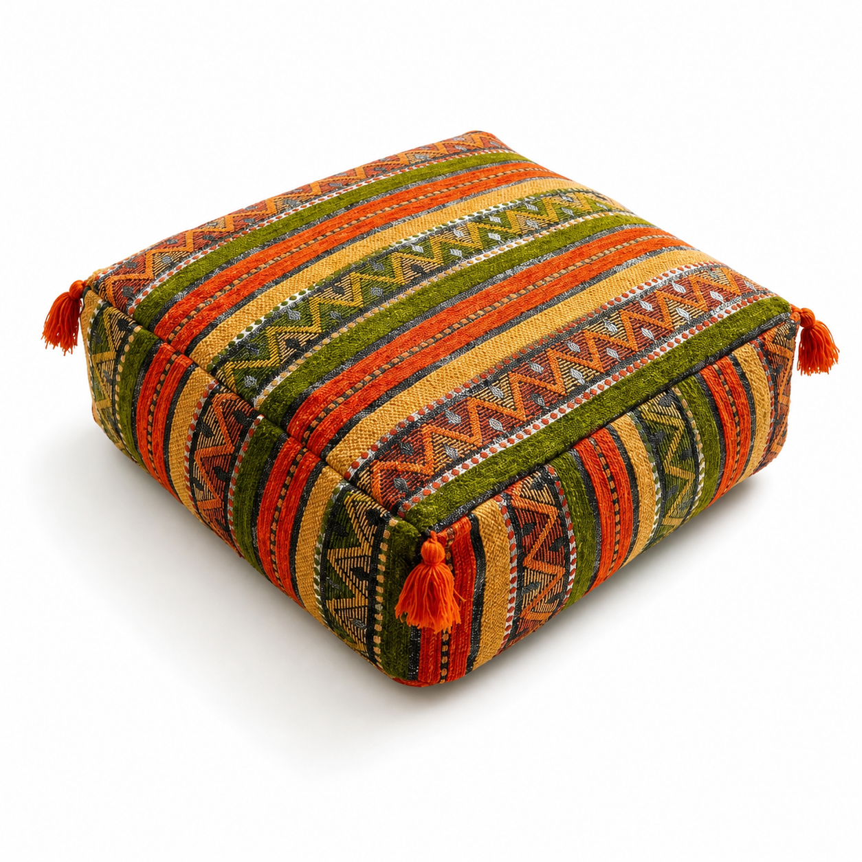 Amazigh Wool Geometric Pouf – Amazigh Floor Cushion Ottoman