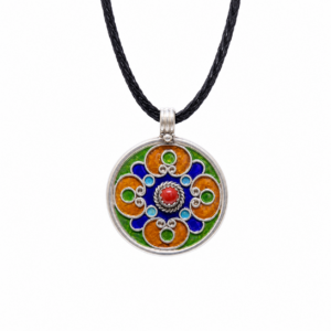 Amazigh Yaz Symbol Enamel Silver Pendant: Berber Kabyle Sterling Necklace