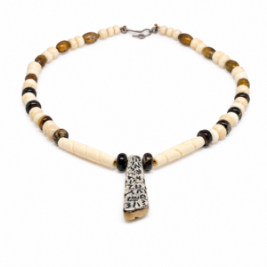 Antique African Bone Necklace: Wolf Fang Talisman, Tribal Jewelry