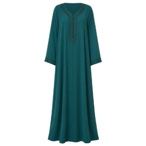 Atlas-Inspired Celebration Djellaba – Amazigh Green Embroidered Style