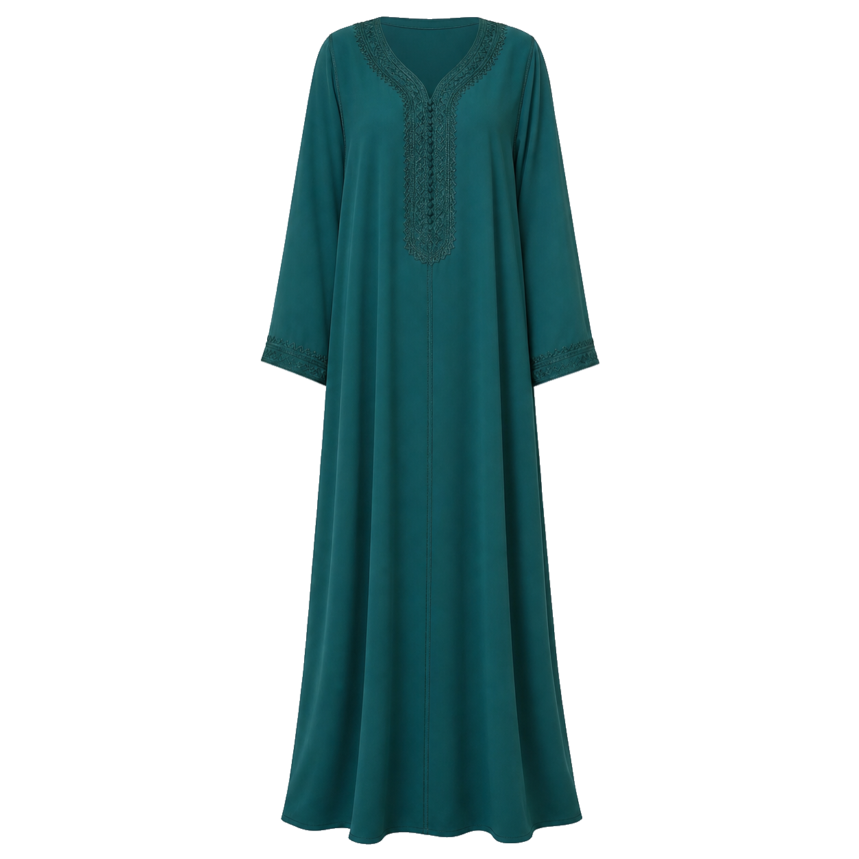 Atlas-Inspired Celebration Djellaba - Amazigh Green Embroidered Style