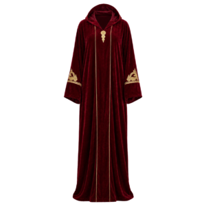Atlas-Inspired Djellaba – Amazigh Velvet Red Occasion Wear