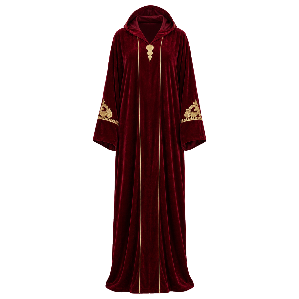 Atlas-Inspired Djellaba - Amazigh Velvet Red Occasion Wear