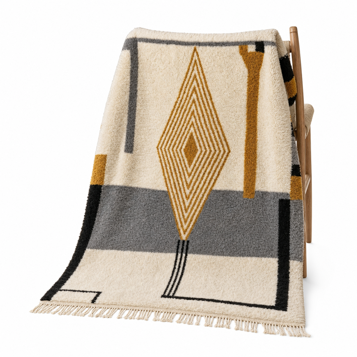 Authentic Beni Ourain Rug - Soft wool area rug, Handmade Berber rug, Morrocan rug, Neutral shag rug, Boho rug for living room