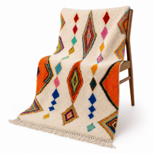 Azilal Diamond Chain Rug, Rainbow Wool Carpet, Hand Knotted Berber Shag (Custom)