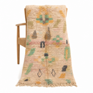 Azilal Rug – Handmade Wool Rug – Pastel Abstract Berber Carpet – 8×5 Boho Area Rug – One of a Kind Rug