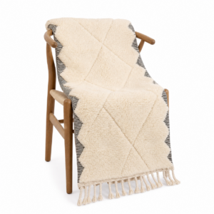 Beni Ourain Rug – Ivory Black Wool Rug – Handmade Diamond Lattice Rug – Minimalist Area Rug – Berber Carpet – Multiple Sizes