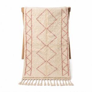 Beni Ourain Rug – Ivory Blush Pink Wool Rug – Handmade Diamond Rug – Soft Boho Area Rug – Rose Berber Carpet – Multiple Sizes