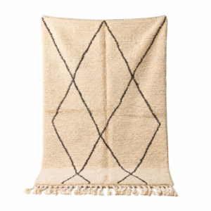 Beni Ourain Rug – Ivory Charcoal Wool Rug – Handmade Diamond Rug – Neutral Area Rug – Berber Carpet – Multiple Sizes