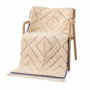 Beni Ourain Rug – Ivory Navy Wool Rug – Handmade Nested Diamond Rug – Japandi Area Rug – Berber Carpet – Multiple Sizes
