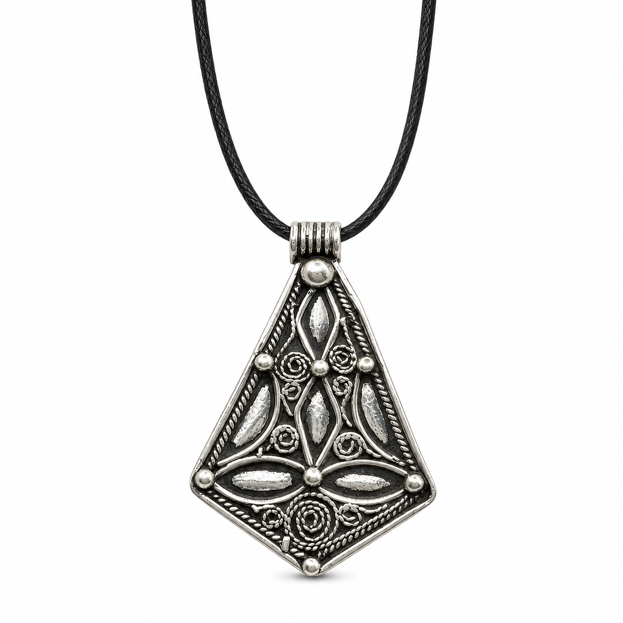 Berber Amulet Sterling Silver Pendant Necklace: Tuareg Cross