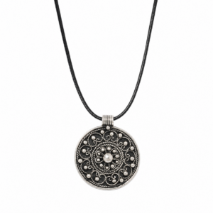 Berber Amulet Sterling Silver Pendant Necklace: Tuareg Cross Spiral Balls