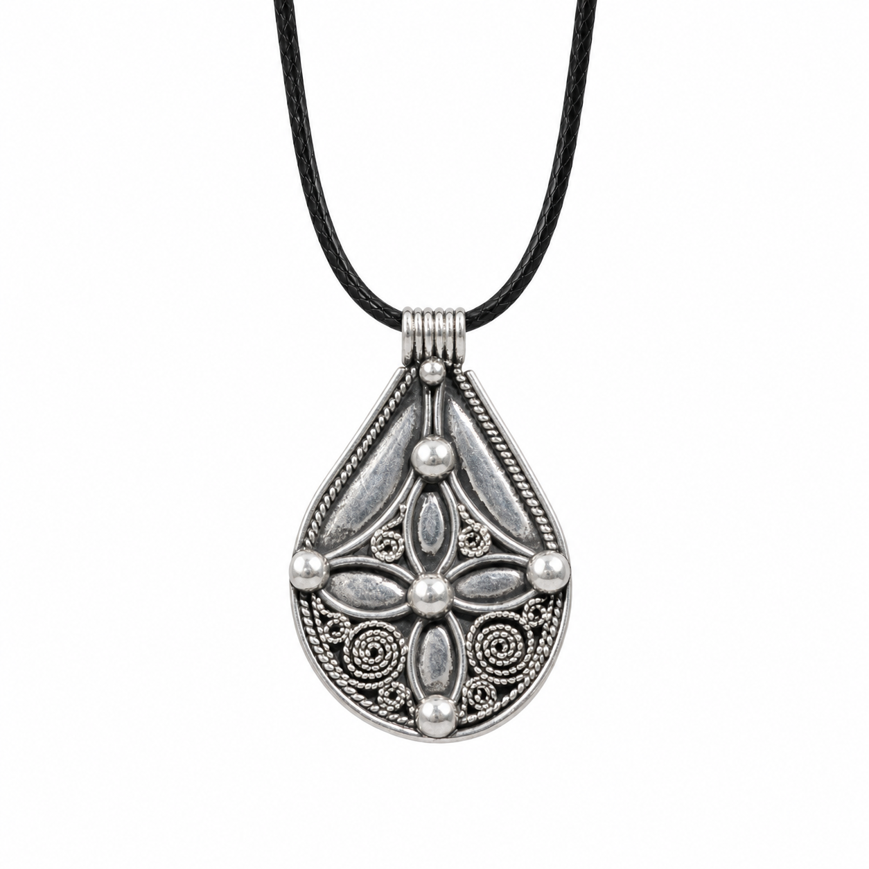 Berber Amulet Sterling Silver Pendant Necklace: Tuareg Cross