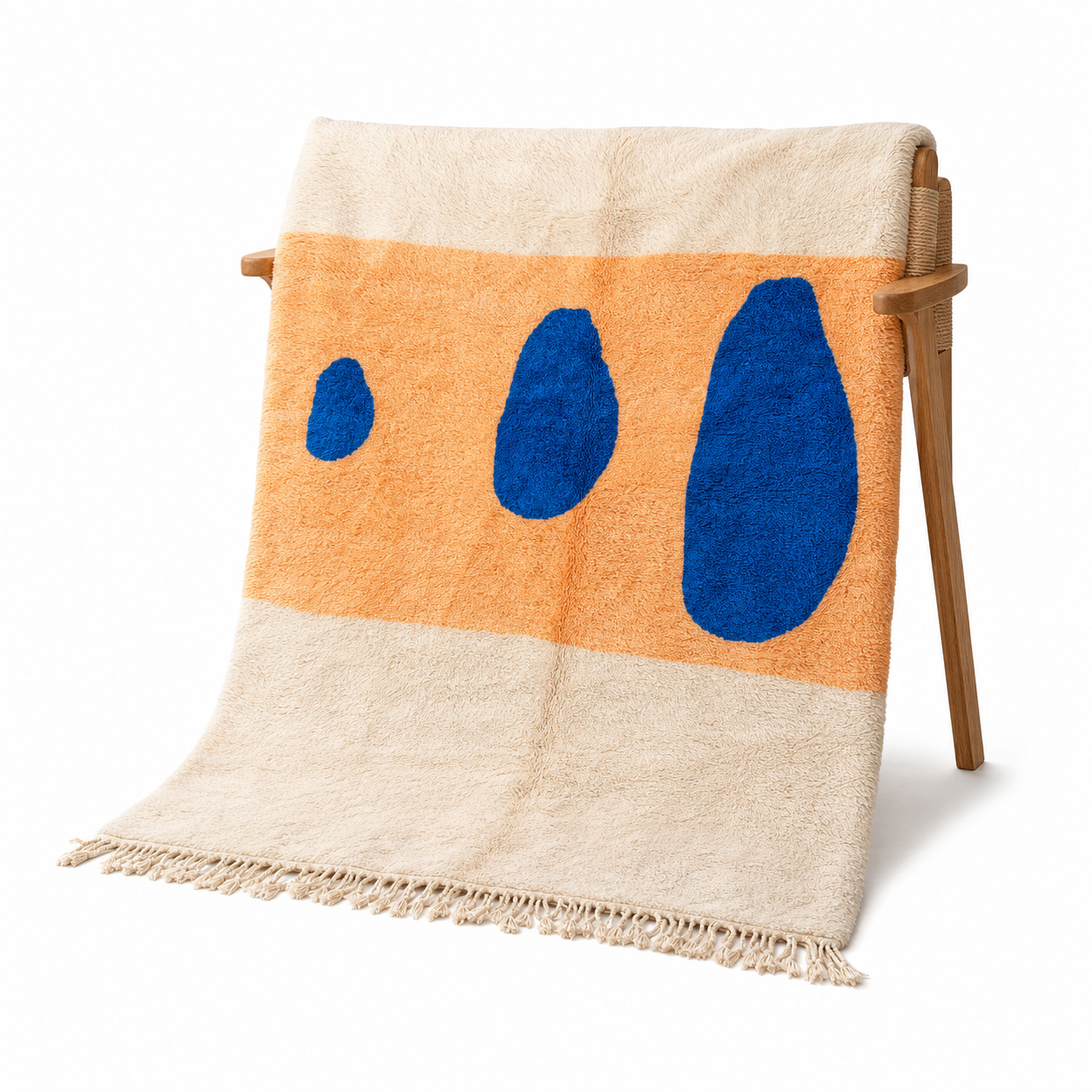 Berber Azilal Rug Blue & Peach Abstract Shapes