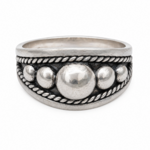 Berber Beaded Balls Band Sterling Silver Statement Ring: Handmade Tribal Ethnic Traditional Vintage