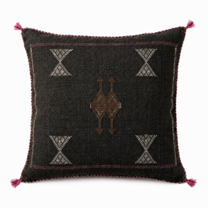 Berber Black Cactus Silk Handmade Sabra Cushion Pillow