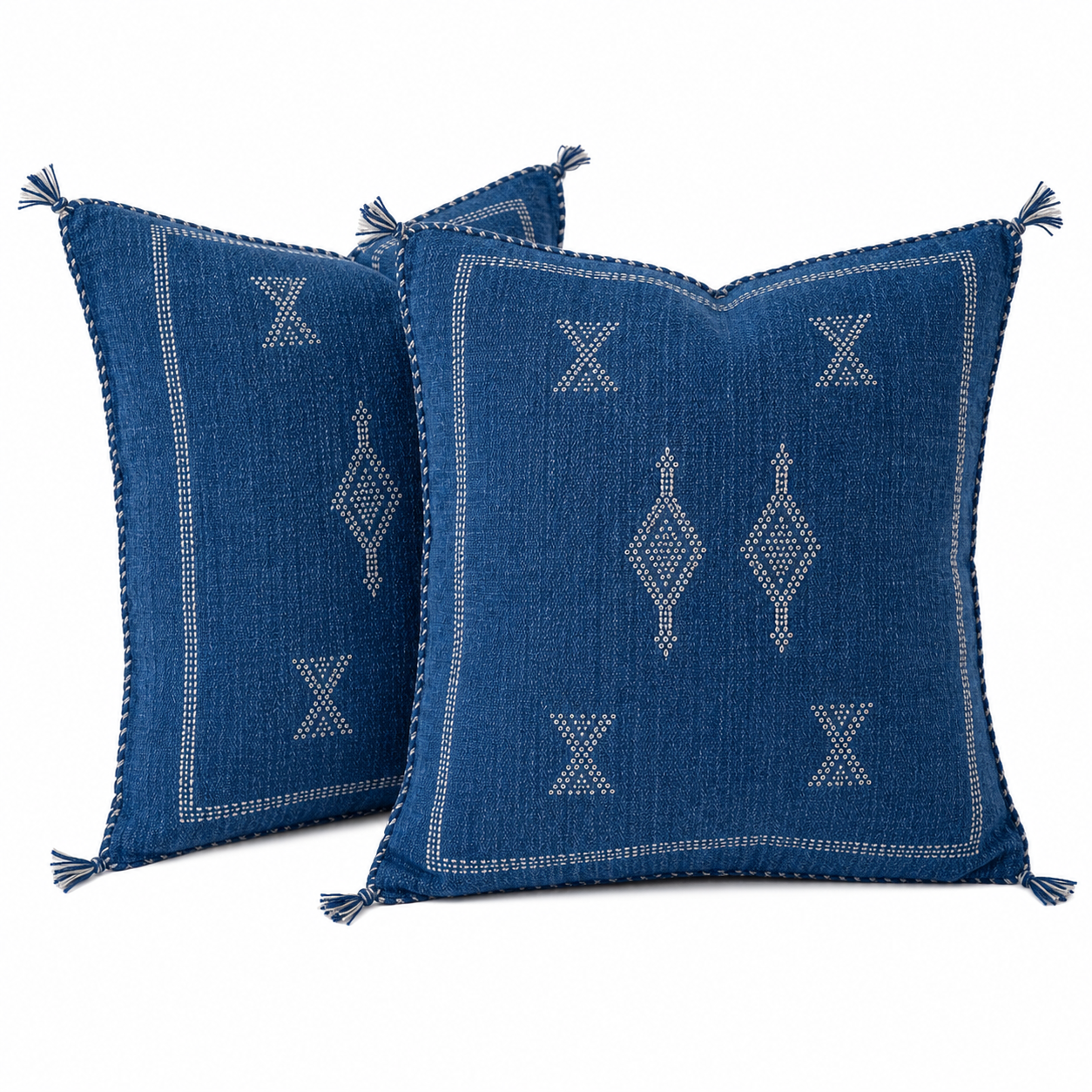 Berber Blue Cactus Silk Handmade Sabra Cushion Pillow