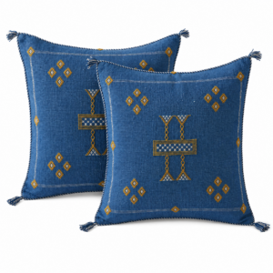 Berber Blue Cactus Silk Handmade Sabra Cushion Pillow
