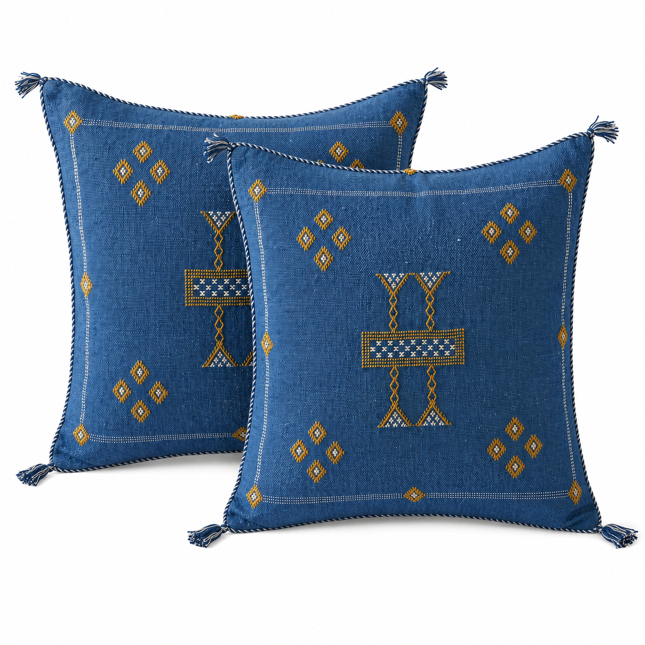 Berber Blue Cactus Silk Handmade Sabra Cushion Pillow