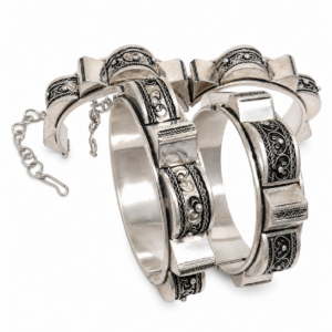 Berber Bracelet Pyramids Silver Cuff: Berber Bangle Handmade Ethnic African Engraved Tribal Jewelry