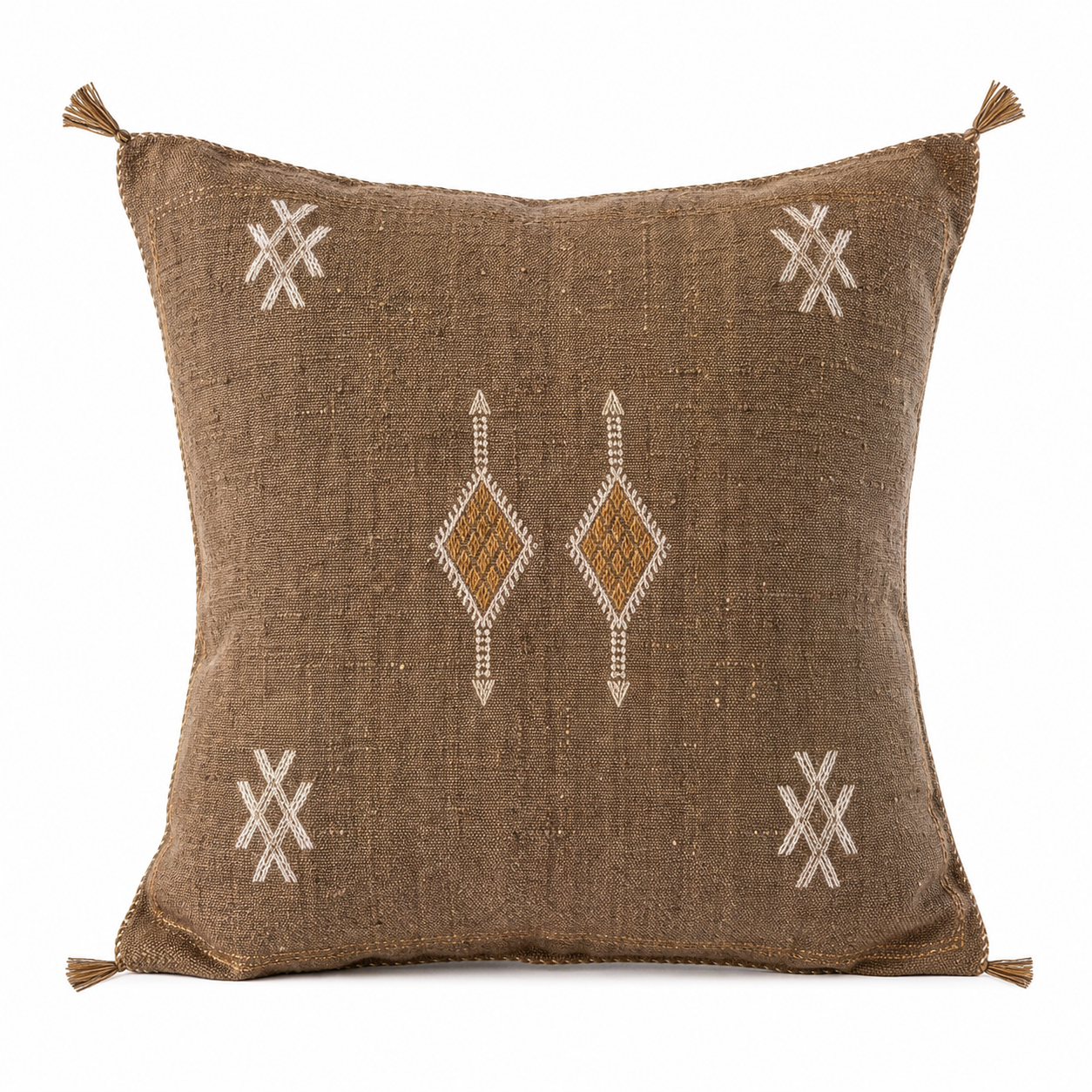Berber Brown Cactus Silk Handmade Sabra Cushion Pillow