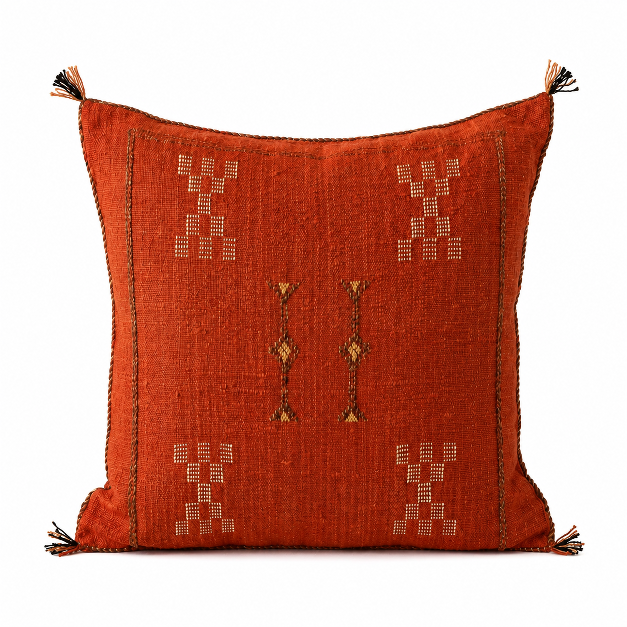 Berber Burnt Orange Cactus Silk Handmade Sabra Pillow