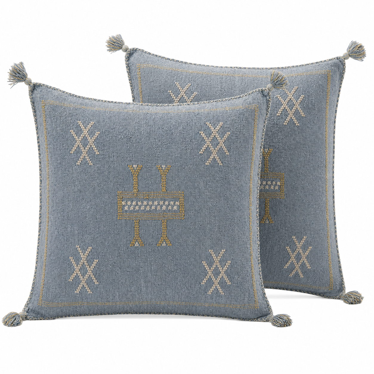 Berber Cactus Silk Cover 20x20 Blue Sabra Pillow