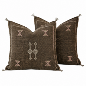 Berber Dark Brown Cactus Silk Handmade Sabra Pillow