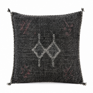 Berber Handmade cactus silk cushion case Black Pillow