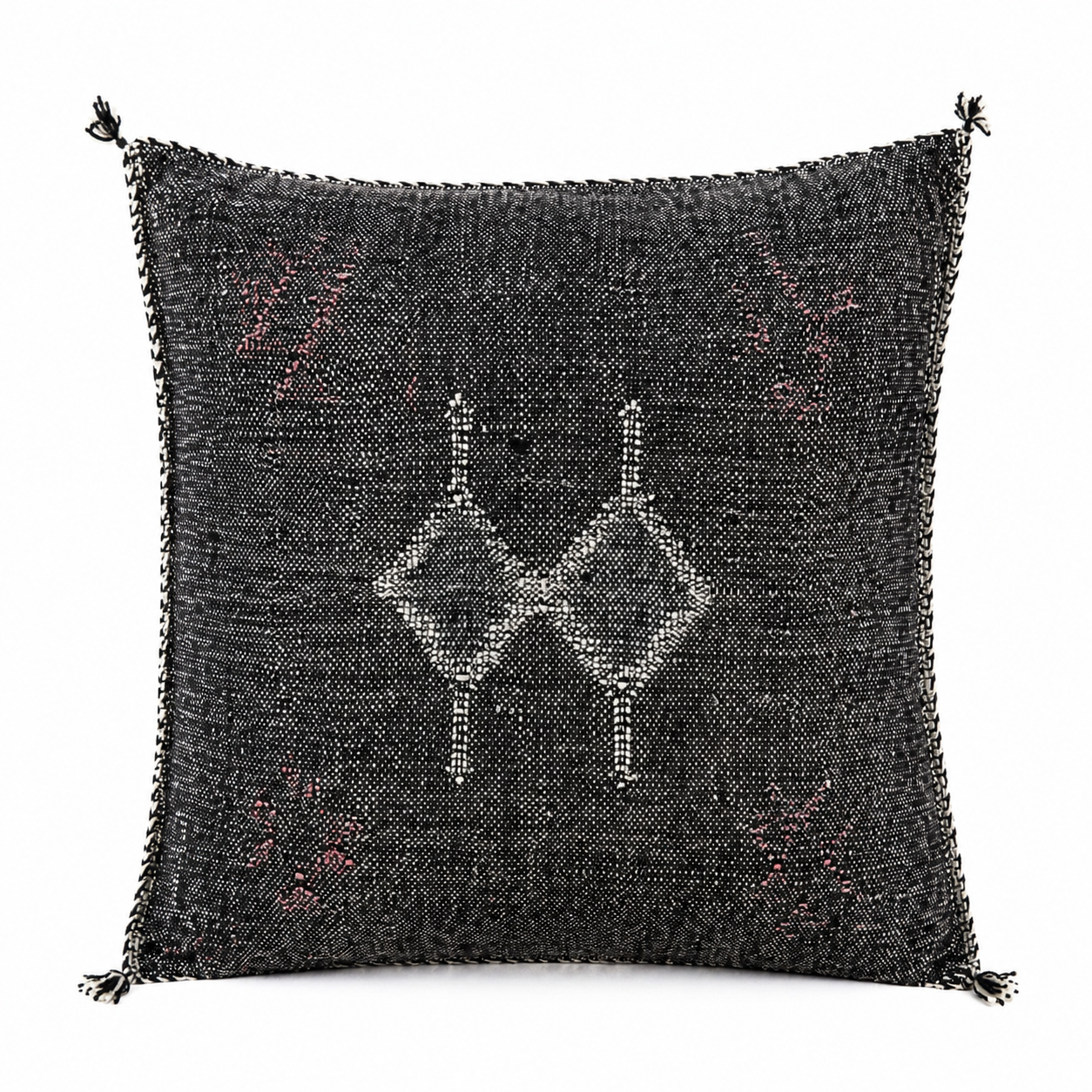 Berber Handmade cactus silk cushion case Black Pillow