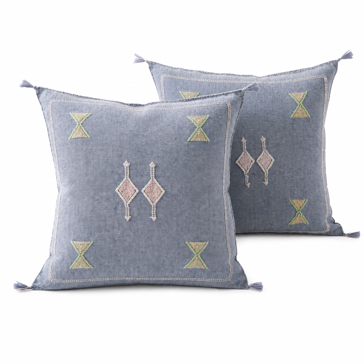 Berber Handmade cactus silk cushion case Blue Pillow