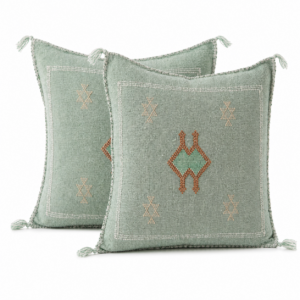 Berber Handmade cactus silk cushion case Green Pillow