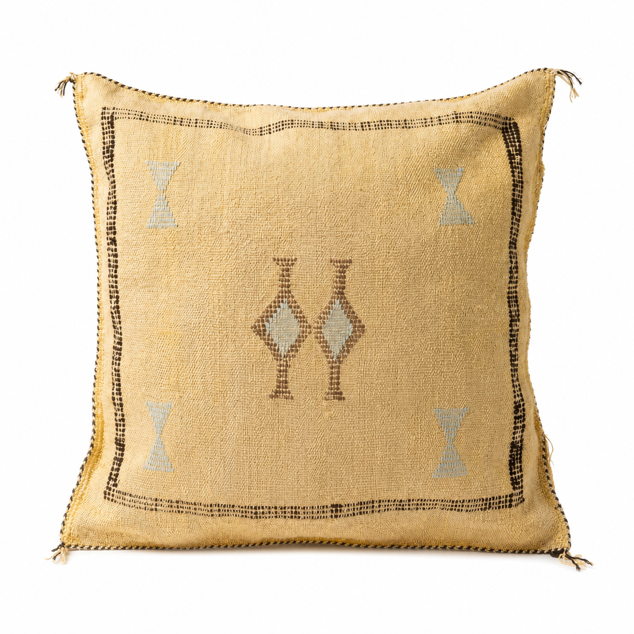 Berber Handmade cactus silk cushion case Yellow Pillow