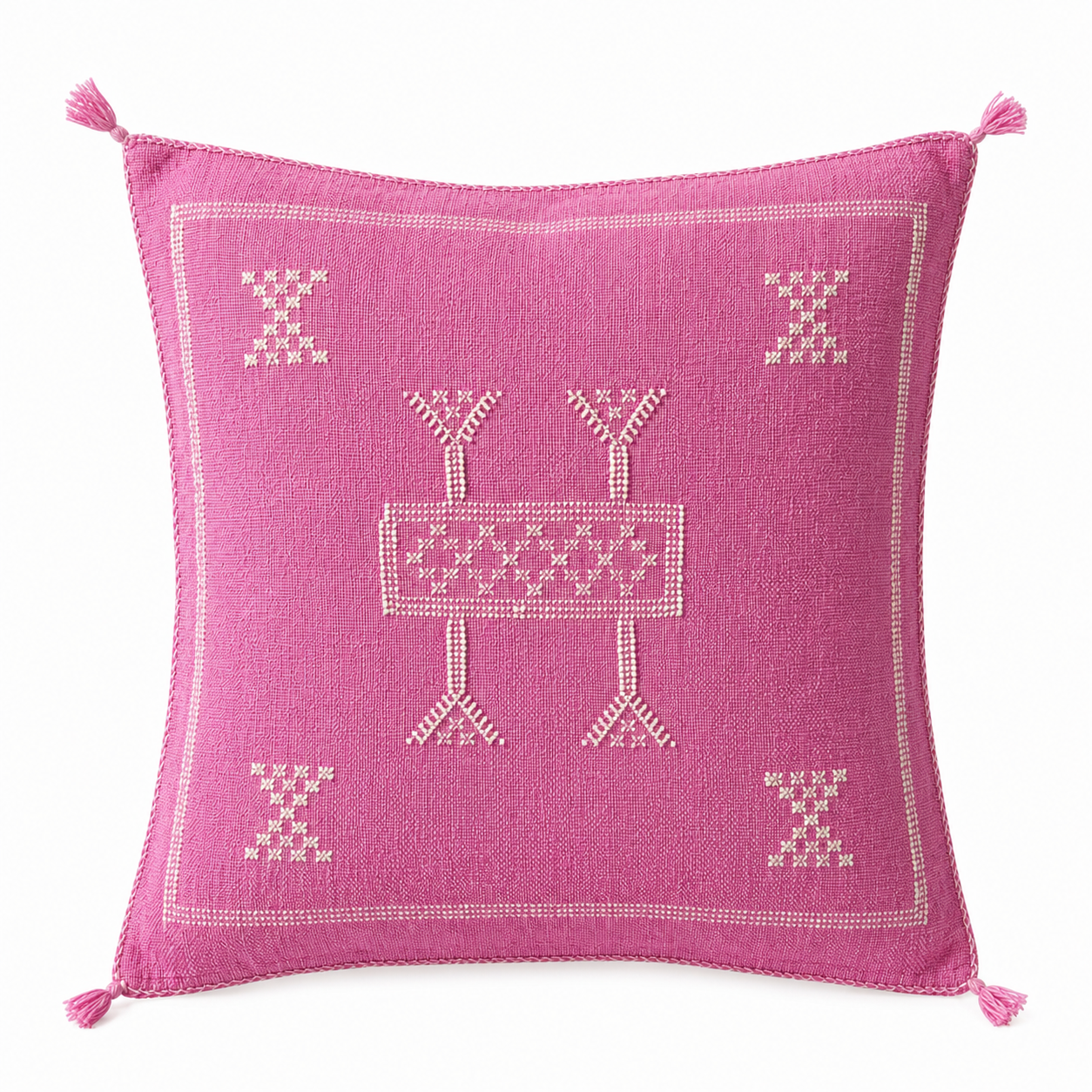 Berber Hot Pink Handmade cactus silk cushion Pillow