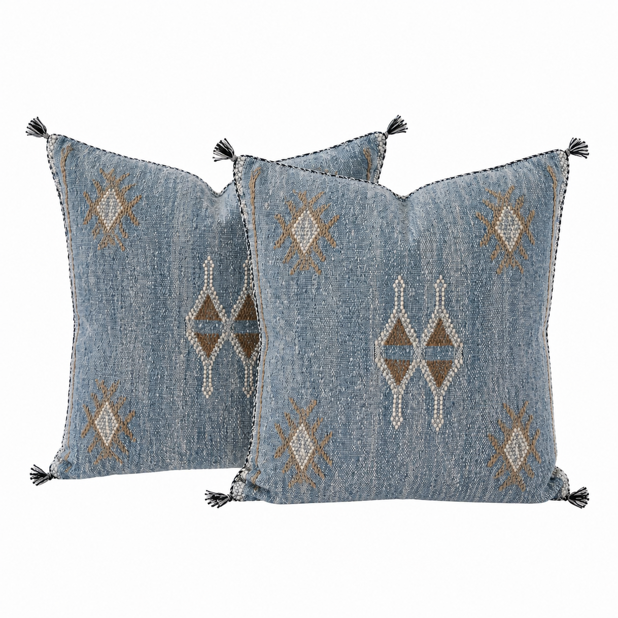 Berber Light Blue Jeans Cactus Silk Cover Pillow