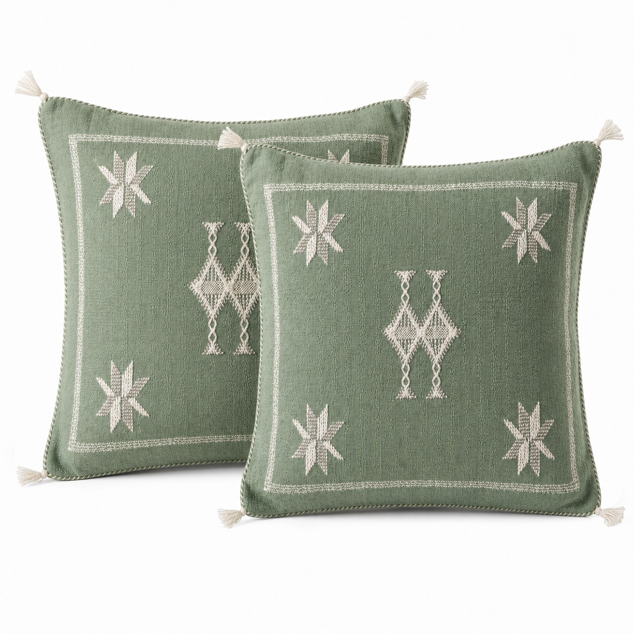Berber Light Olive Cactus Silk Handmade Sabra Pillow