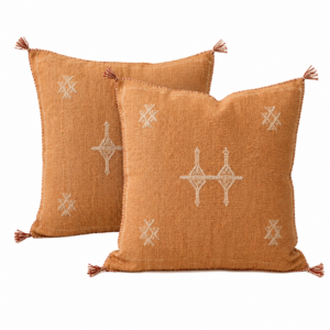 Berber Light Orange Cactus Silk Handmade Sabra Pillow