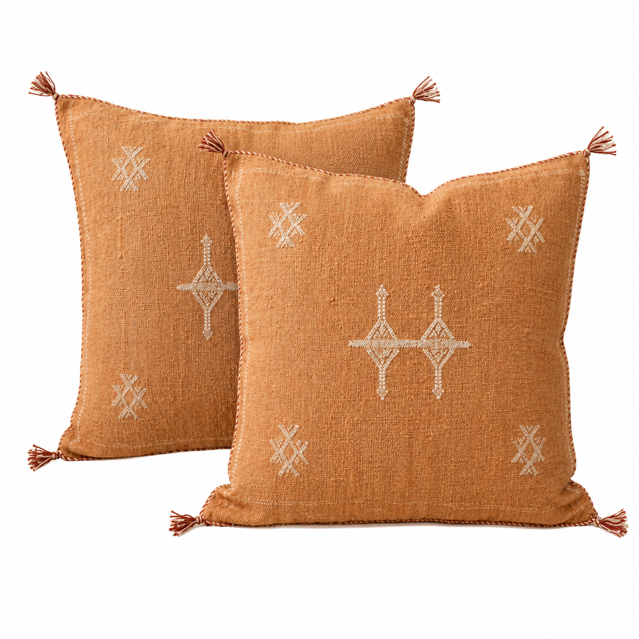 Berber Light Orange Cactus Silk Handmade Sabra Pillow