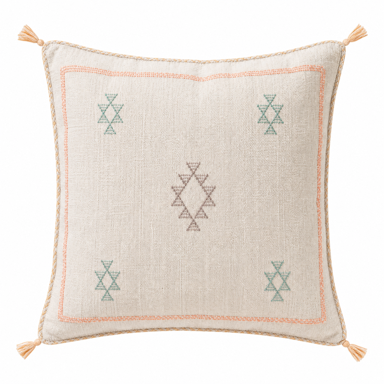 Berber Off-White Cactus Silk Handmade Sabra Cushion Pillow