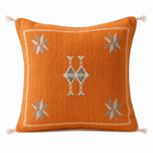 Berber Orange Cactus Silk Handmade Sabra Cushion Pillow