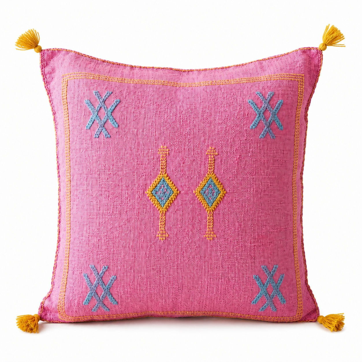 Berber Pink Handmade cactus silk cushion case Pillow