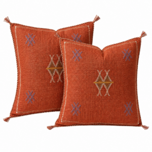 Berber Red Cactus Silk Handmade Sabra Cushion Pillow