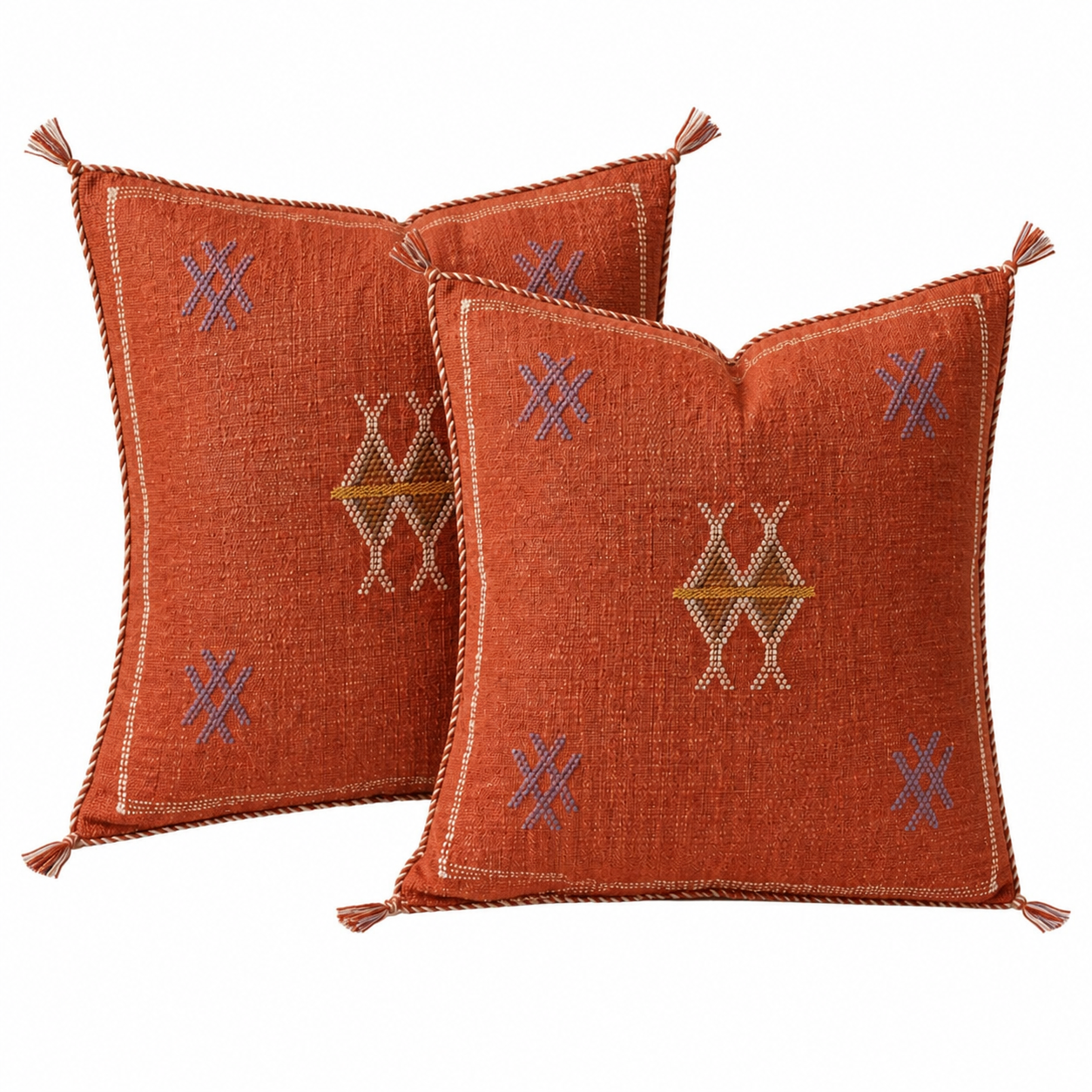 Berber Red Cactus Silk Handmade Sabra Cushion Pillow